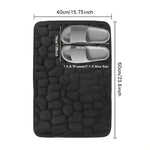 tapis bain gris moderne texture cailloux absorption eau antidérapant polyester pvc machine wash oblong