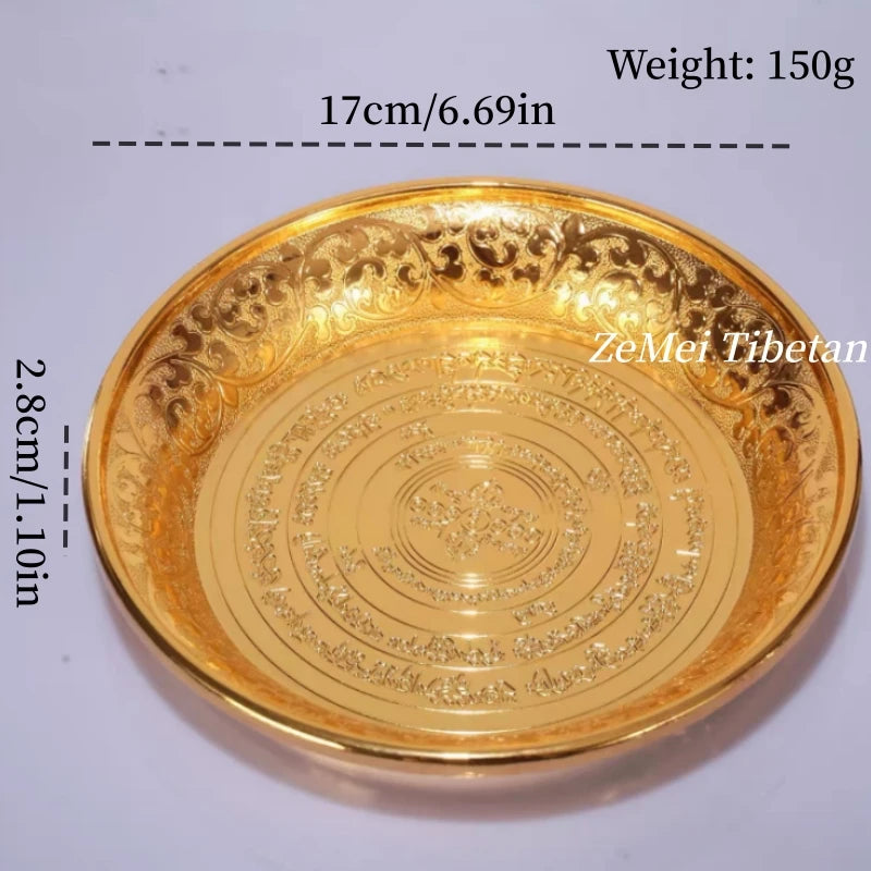 assiettes decoratives ornementales emailees motifs floraux geometriques opalescentes artisanat traditionnel bouddhiste