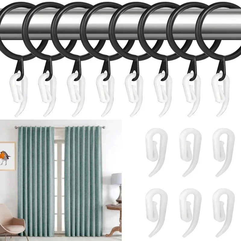 crochets suspension rideaux anneaux moderne blanc noir tissu coton solide attache fenêtre
