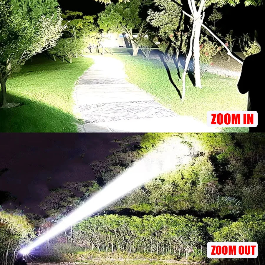 lampe frontale led rechargeable 18650 batteries zoom ajustable indicateur batterie bandes élastiques multifonction camping