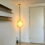 lampe sol moderne sphères translucides structure métallique chromée scandinave blanc doré