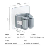 support mural porte balai adhésif blanc gris respectueux environnement fixe outils nettoyage derrière porte