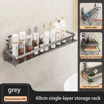 étagère salle bain argentée perforée moderne clips adhésifs crochets rechargeable murale aluminium