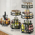 rangement tournant étagère métal noir argenté pots épices bouteilles cosmétiques moderne utilitaire