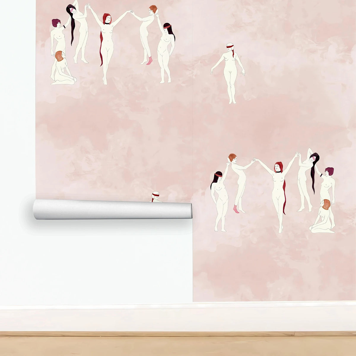 papier peint moderne rose clair figures humaines abstrait adhésif résistant humidité 50x300cm salon chambreétude