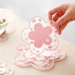 serviettes table motif fleurs cerisier moderne rose gris blanc