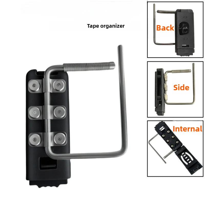 support ceinture pliable clip portable organisateur outil tactique métal inoxydable rouge noir argenté bricoleur