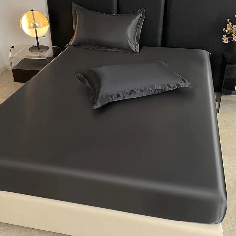 drap housse élastique satiné matelas double lit simple coton moderne couleur unie élégante