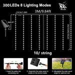 guirlande lumineuse solaire 3m 300leds blanc chaud moderne sans fixation pvc ip65 led
