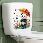 sticker mural panda fleuri auto adhésif cartoon coloré maison salon chambreOpaque stickers animaux décoratifs