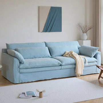 canapé convertible bleu clair moderne coussins sofa sectionnel uni maison