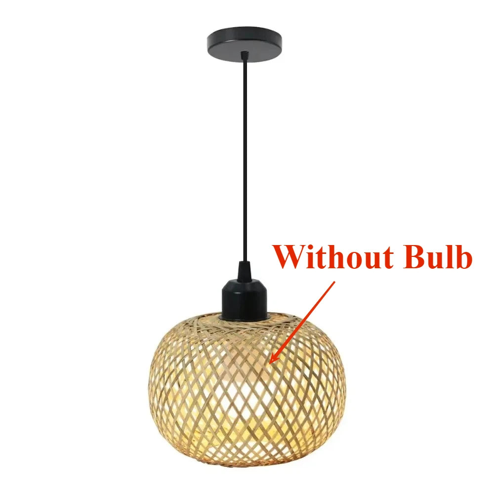 lampe suspendue tissage bambou naturel moderne artisanale pince e27 câble suspension adjustable chambre restaurant