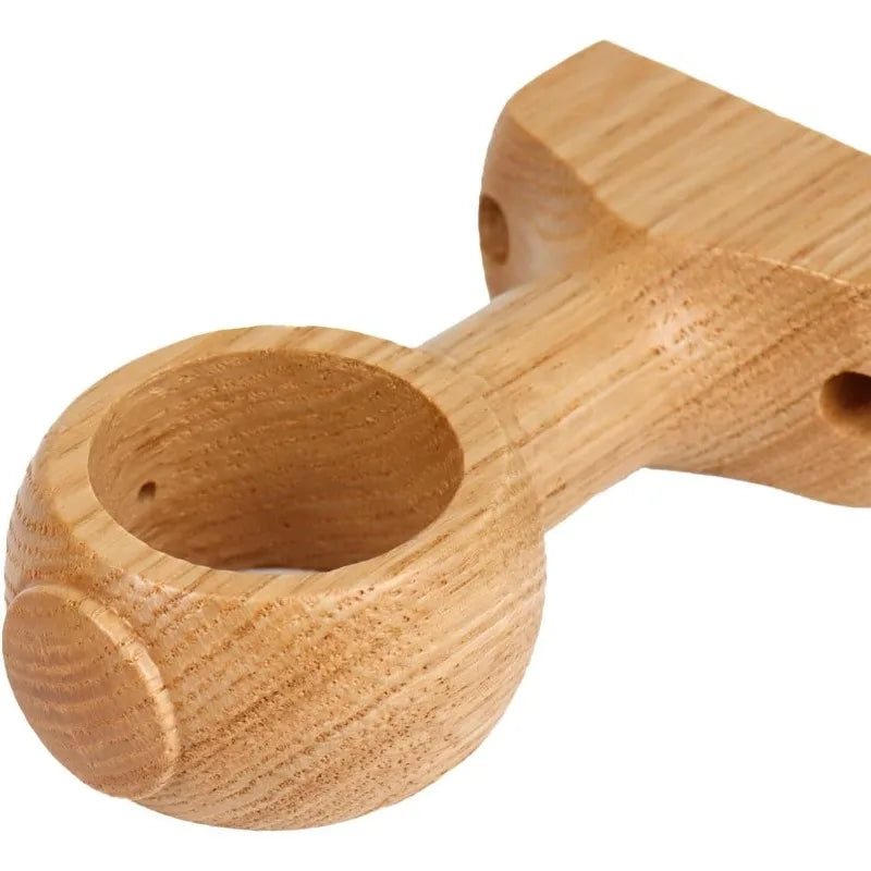 supports rideaux bois classiques beige clair grain visibles trous vis base chevilles plastique vis