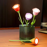 veilleuse table fleur rouge verte moderne lampe flexible rechargeable lumière variable