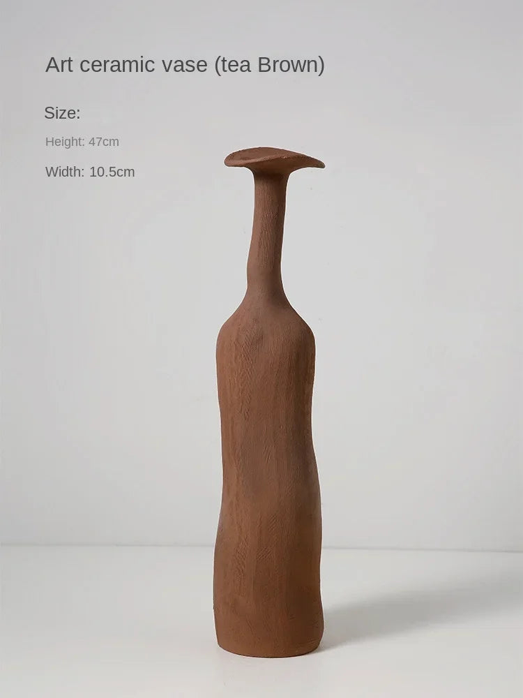 vase decoratif moderne marron rouille violet gris beige fleurs seches arrangement floral decoration maison