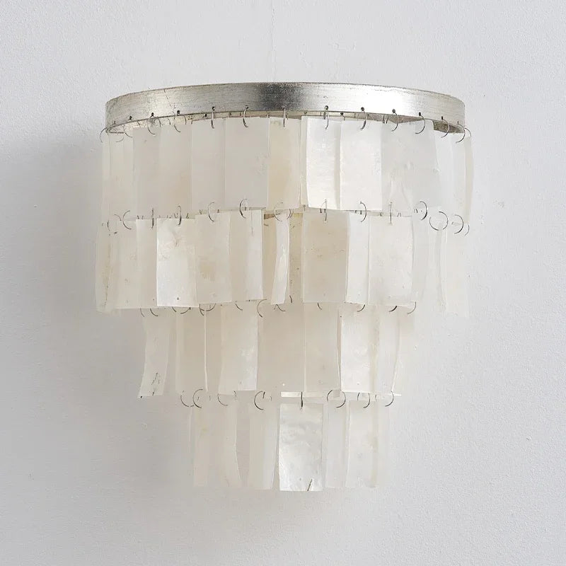 lustre pendentif coquillage vintage blanc doré salon chambre restaurant