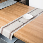 nappe rectangulaire rayée beige bleu marine tissée pvc facile nettoyage intérieur extérieur maison