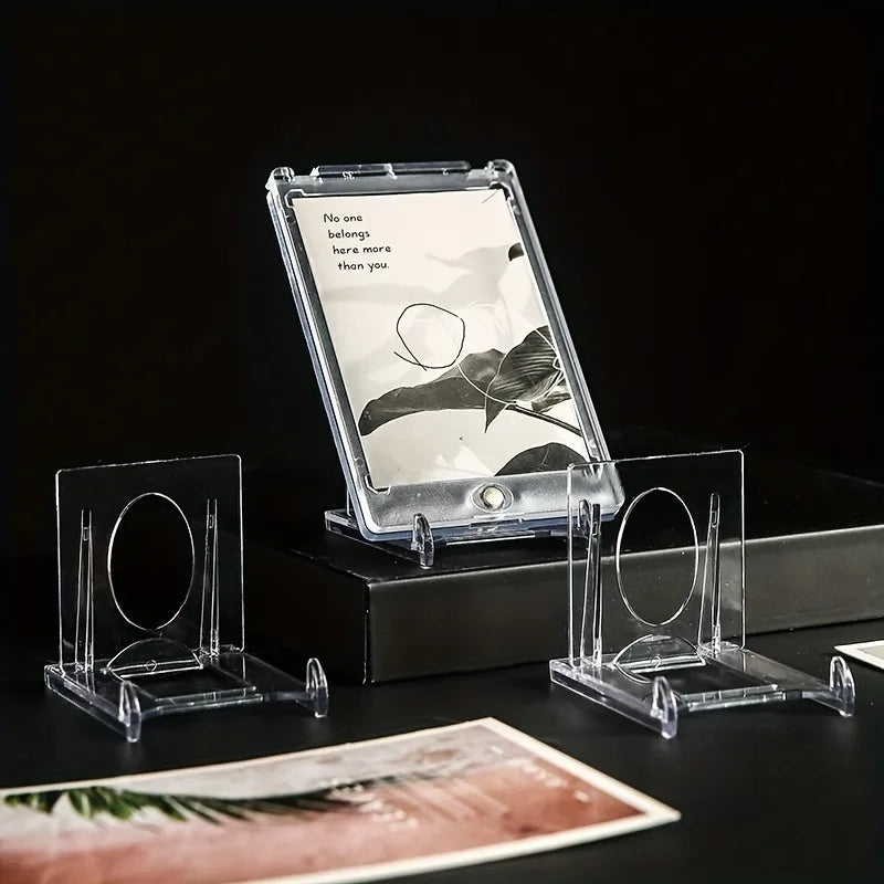 présentoirs transparents supports photos cartes minimaliste moderne rangement salon respectueux environnement plastique