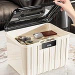 boîte rangement bijoux serrure combinaison moderne beige rayures poignée storage boxABS