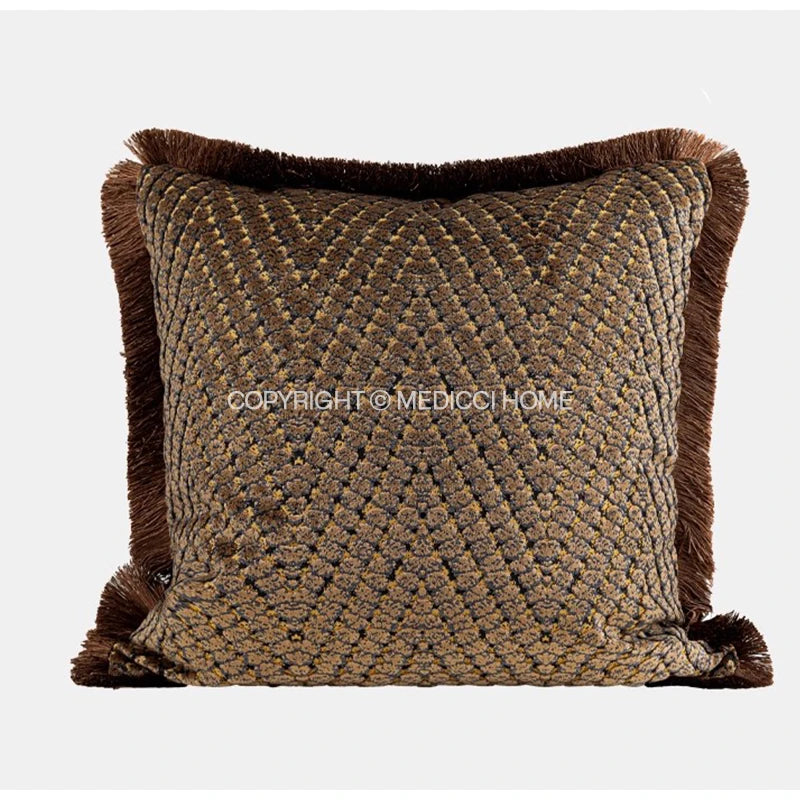 taies d'oreiller géométriques polyester beige marron classique respectueux environnement opaques maison