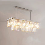 Suspension lumineuse moderne cristal transparent doré chaînes métalliques led 100 120 cm