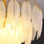 lampe suspendue moderne feuilles doré blanc translucide éclairage intérieur élégant semi encastrée