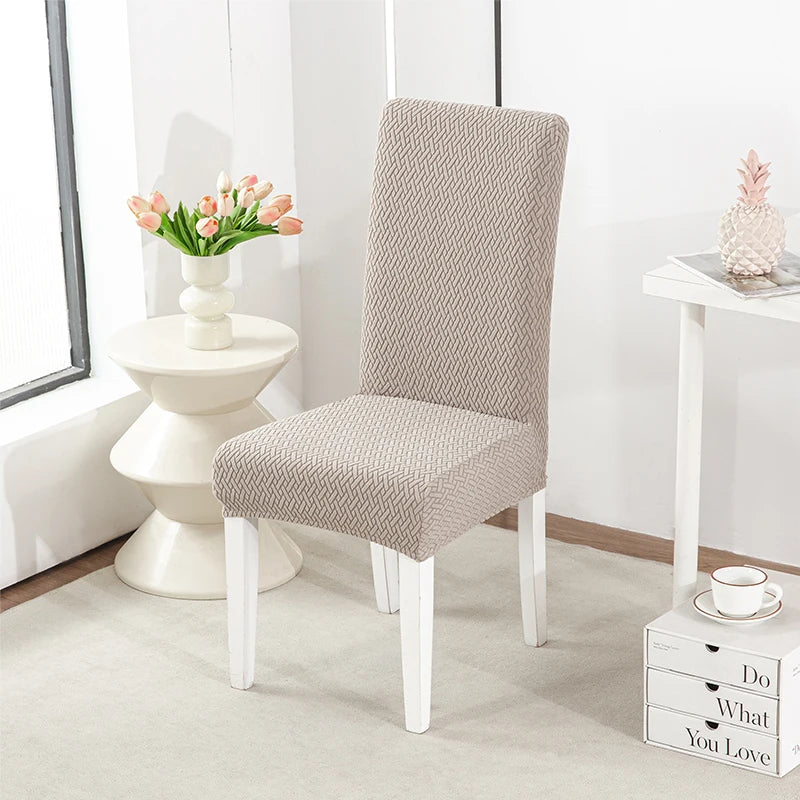 housse chaise tissu géométrique moderne polyestere couleurs vert gris blanc beige