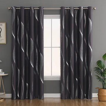 rideaux occultants motif ondulé argenté noir opaques voilage blanc moderne chambre hospitalière