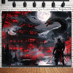 toile d'art paysage fantastique dragon rouge blanc contemporain décoration murale maison chambre salon