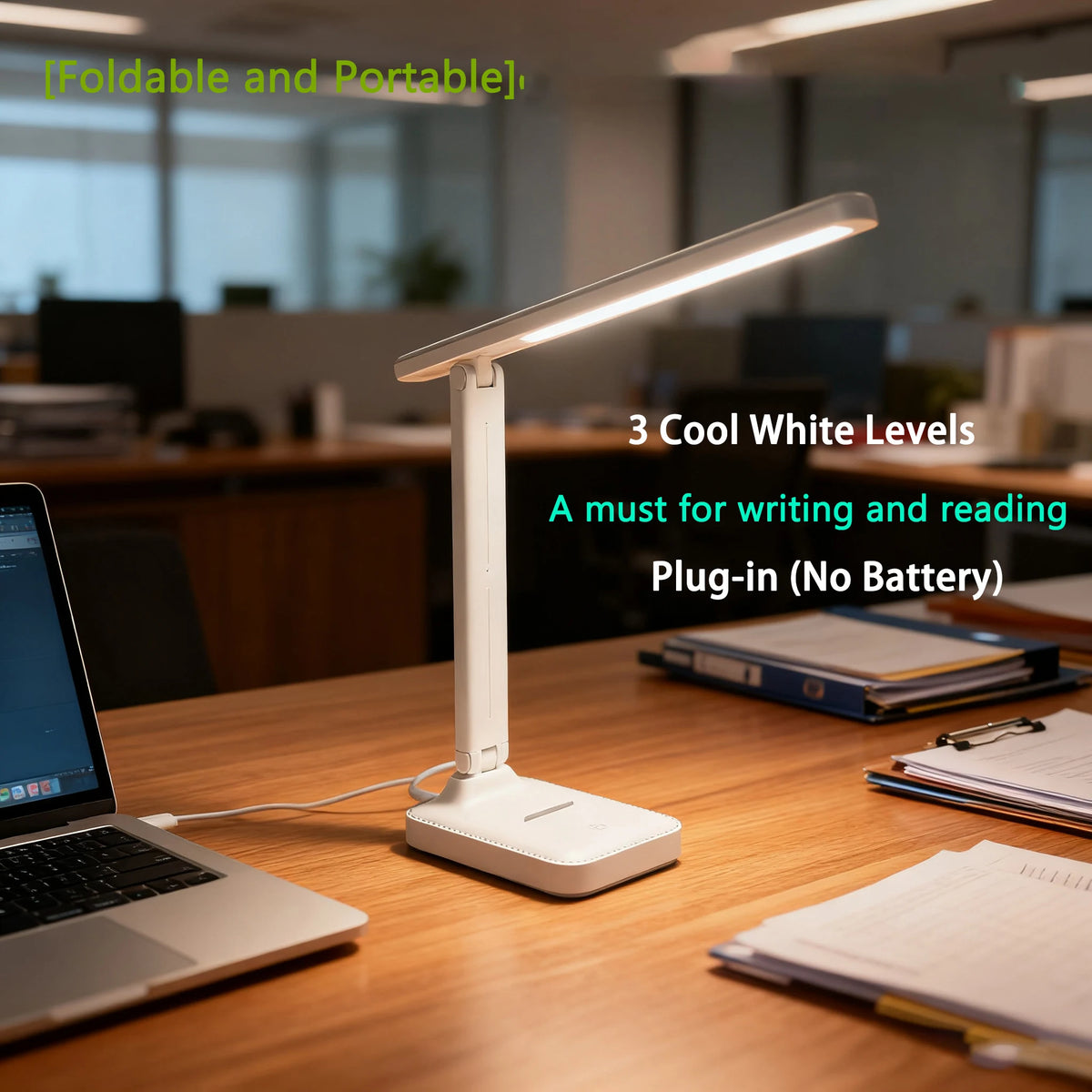 lampe pliable led usb blanc moderne fixation plate étudiants lecture intense variable