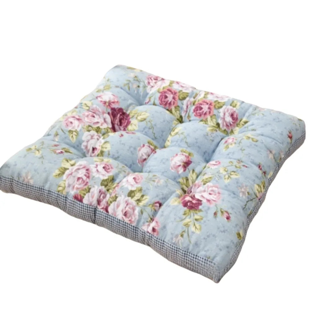 coussin chaise carré patchwork floral rose bleu doux coton épais imperméable