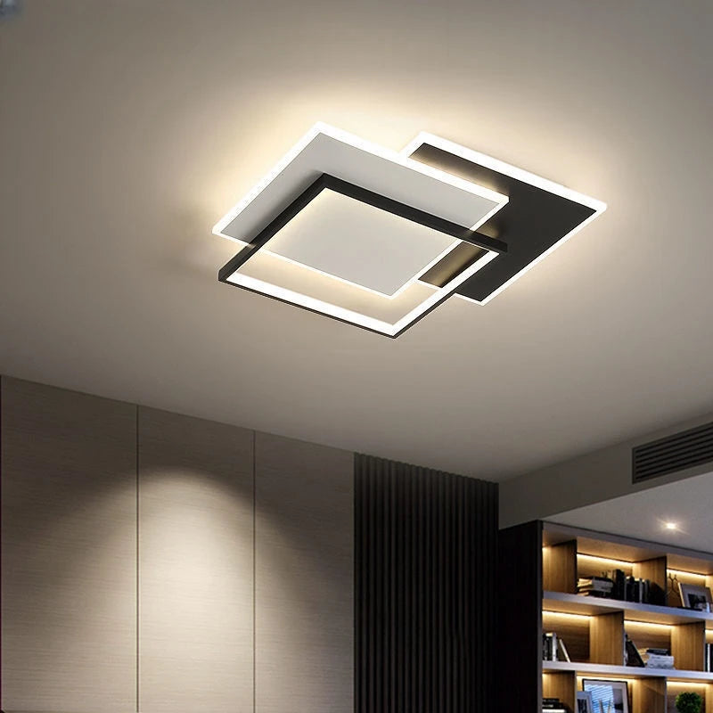 plafonniers led modernes blanc noir géométriques minimalistes éclairage intérieur plusieurs niveaux toucher marche arrêt