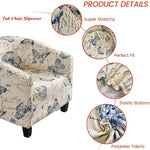housse fauteuil tubulaire impression géométrique moderne polyestère machine bleu beige