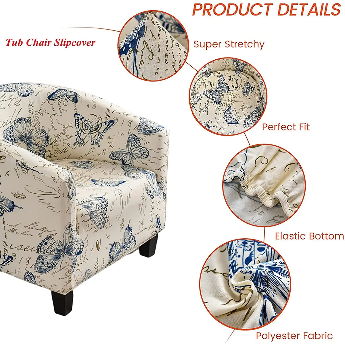 housse fauteuil tubulaire impression géométrique moderne polyestère machine bleu beige