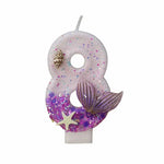 bougies anniversaire forme chiffre violet blanc doré étoile sirène mer décorative adhésive pailletée transparente