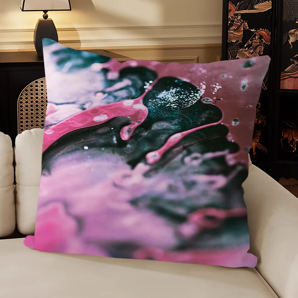 taie d'oreiller moderne motif abstrait noir violet rose bleu polyester coton décoratif canapé salon