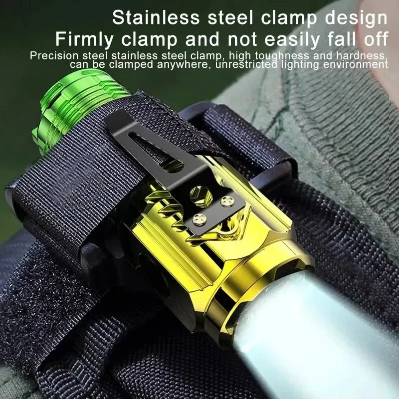 lampe torche rechargeable led verte moderne résistante chocs clip usb