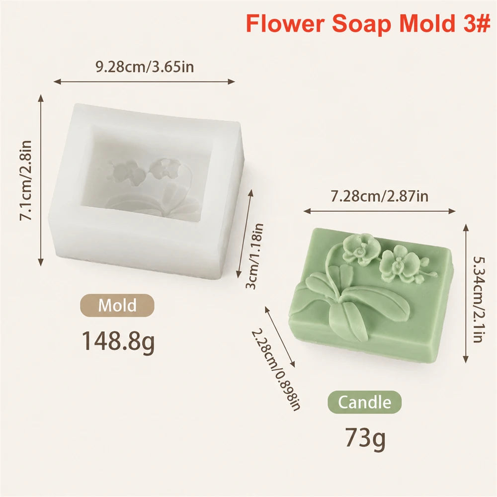 moules savon silicone floral blanc vert rose décoration artisanale diy trois pièces