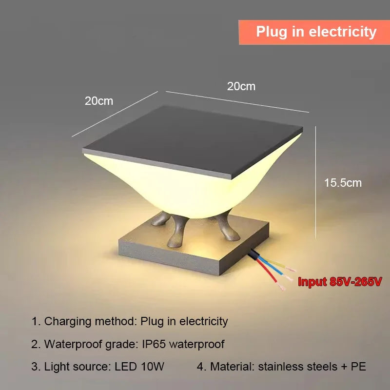 lumière solaire moderne pieds métalliques blanc gris contemporain minimaliste led