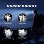 lampe frontale led rechargeable étanche modes gris foncé bleu sportive elastique adjustable camping