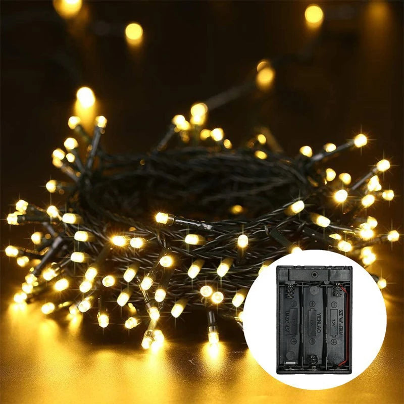 guirlande lumineuse led flexible décoration festive mariage fil noir lumière jaune 100 lumières