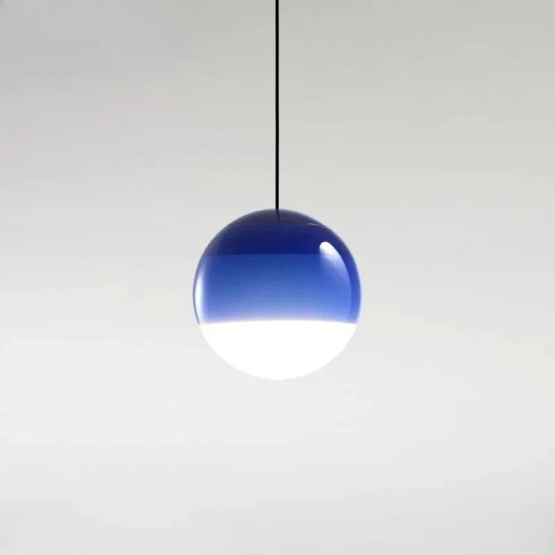 suspension lumineuse moderne câble suspendu gradient couleur vert bleu blanc