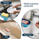 support savon moderne plastique gris rose bleu égouttoir éponge savonnette posable suction