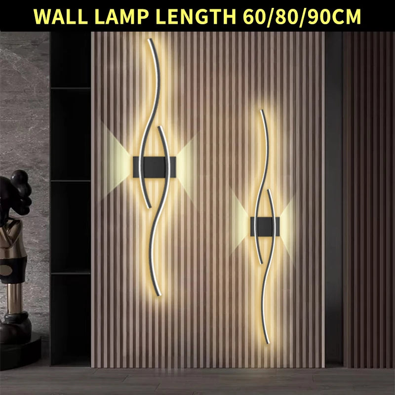 lampe murale moderne courbes élégantes noir doré blanc contemporaine 60cm 80cm