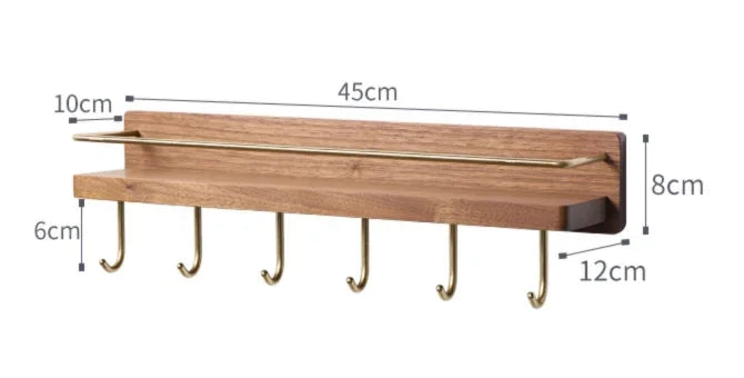 étagère murale moderne minimaliste bois naturel doré étagères clips métalliques