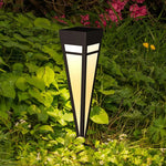 lampe led extérieure moderne noire blanche triangles géométriques étanche piquet jardin villa