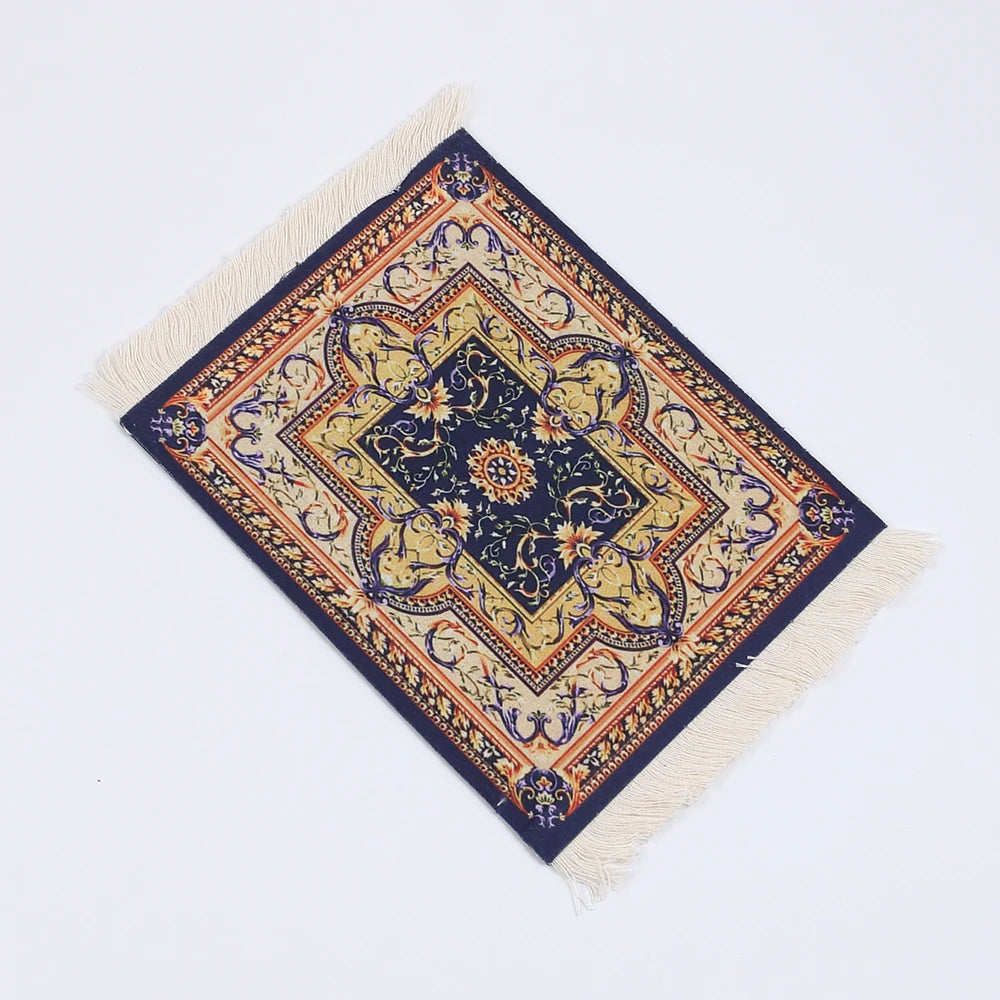 tapis table tissu ornements floraux rouge bleu beige classique adhésif décoration traditionnel