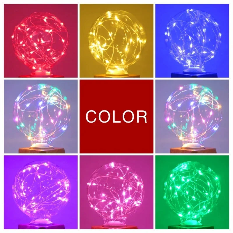 ampoules led décoratives filament effet constellation couleur changeante e27 transparentes modernes chambre festive