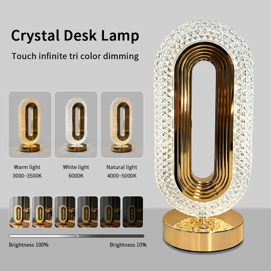 lampe table or blanc texture diamant contemporaine élégante tactile rechargeable usb variable