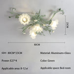 plafonniers luminaire floral verre poli fer blanc vert clair décoration chambre salon